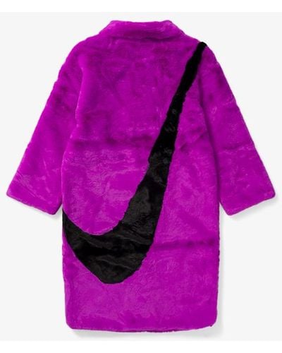 Nike Plush Faux Fur Long Jacket - Purple