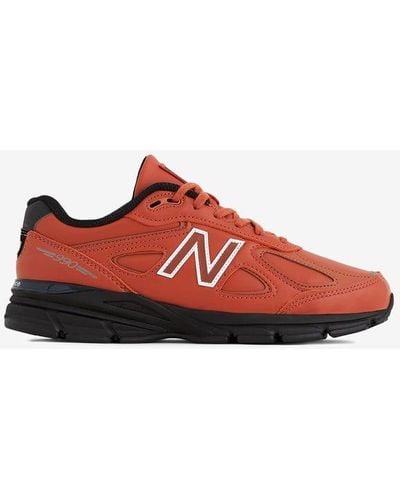 New Balance Made In Usa 990v4 In Brown/black Leather - Red