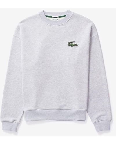 Lacoste Loose Fit Crocodile Badge Sweatshirt - White