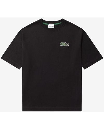 Lacoste Unisex Loose Fit Large Crocodile T-shirt - Black