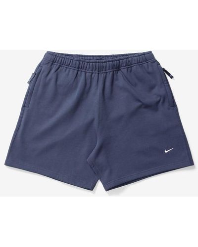 Nike Solo Swoosh Brushed-back Fleece Shorts - Blue