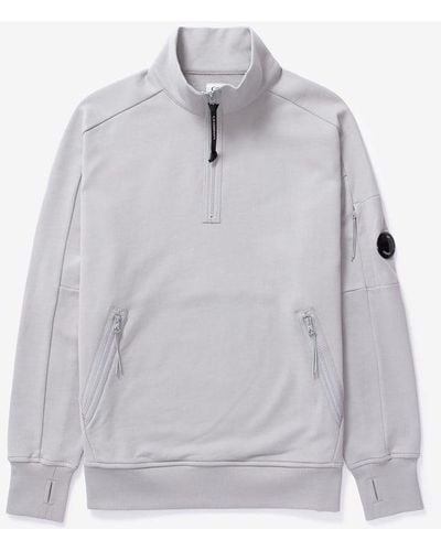 C.P. Company Diagonal Raised Fleece Zipped Sweatshirt - Gray