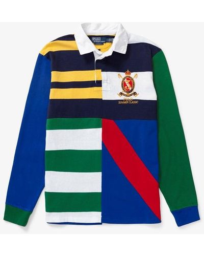 Polo Ralph Lauren Classic Fit Patchwork Jersey Rugby Shirt - Blue