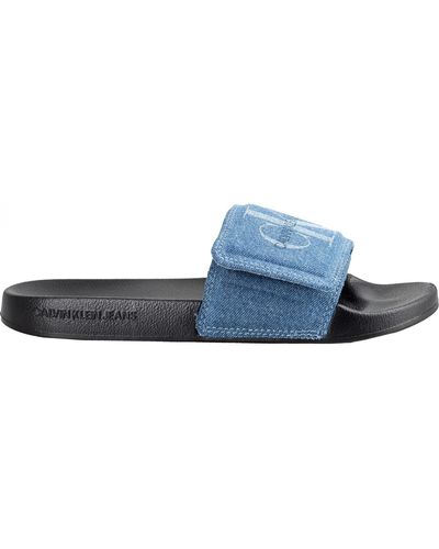 Calvin Klein Denim Slippers - Blau