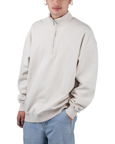 PEGADOR Logo Oversized Halfzip Sweater - Grau