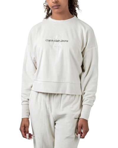 Calvin Klein Monogram Towelling Sweatshirt - Grau