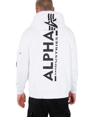 Alpha Industries Back Print Zip Hoodie - Weiß