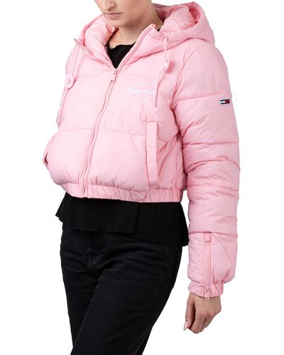 Tommy Hilfiger Signature Cropped Puffer Jacket - Pink