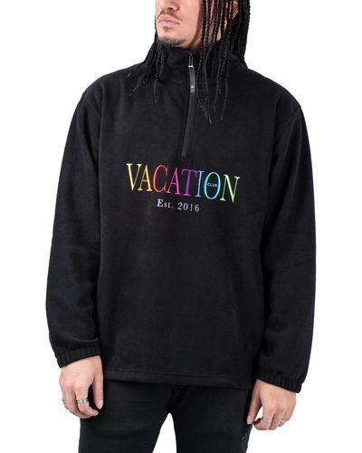 On Vacation Classic Logo Fleece Half-Zip Sweater - Schwarz