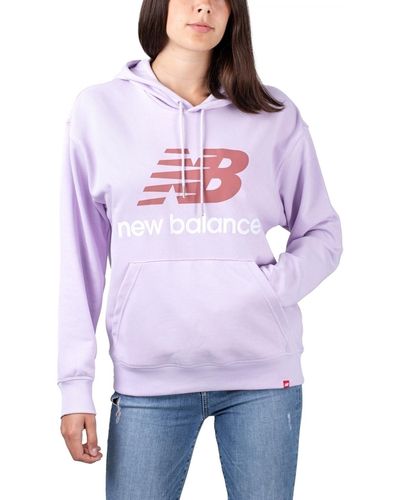 New Balance Essentials Stacked Logo Oversize Hoodie - Lila