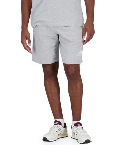New Balance Essentials Stacked Logo Fleece Shorts - Weiß