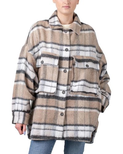 PEGADOR Vimy Heavy Oversized Hairy Flannel Shirt - Natur