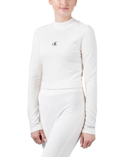 Calvin Klein Velvet Rib Long Sleeve - Weiß