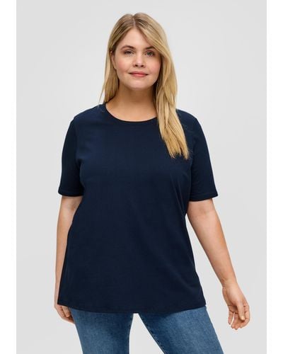 S.oliver T-Shirt mit Plisseefalten am Rücken - Blau