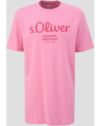 S.oliver T-Shirt aus Baumwolle mit Logo-Print - Pink