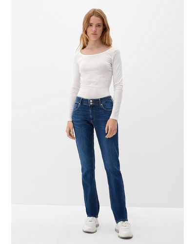 QS Jeans Catie / Slim Fit / Mid Rise / Straight Leg - Blau