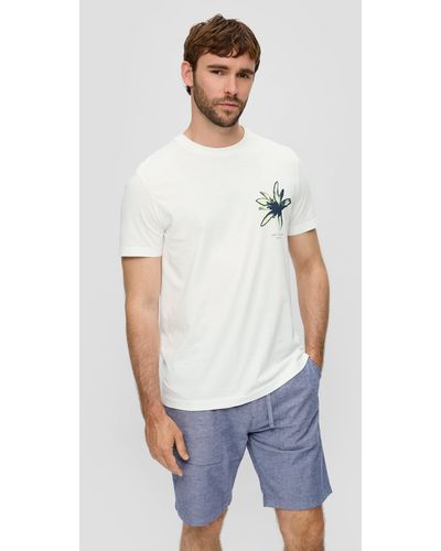 S.oliver T-Shirt mit Crew Neck und Frontprint - Weiß