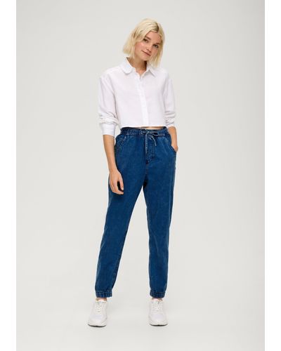 QS Ankle-Jeans / Relaxed Fit / High Rise / Semi Wide Leg - Blau
