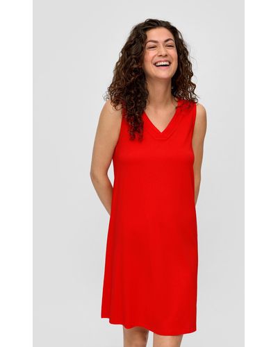 S.oliver Kleid mit V-Ausschnitt aus Modal-Mix - Rot