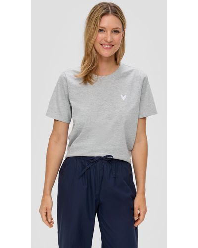 S.oliver Jersey-Shirt im Relaxed Fit mit Grafikprint - Weiß