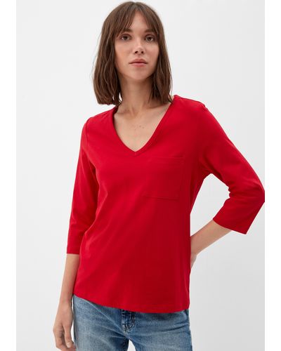 S.oliver V-Neck-Shirt mit Brusttasche - Rot