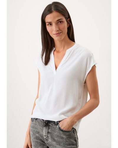 S.oliver Viskoseshirt mit V-Neck - Weiß