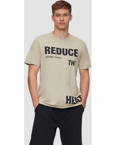 QS T-Shirt aus reiner Baumwolle mit Frontprint - Natur