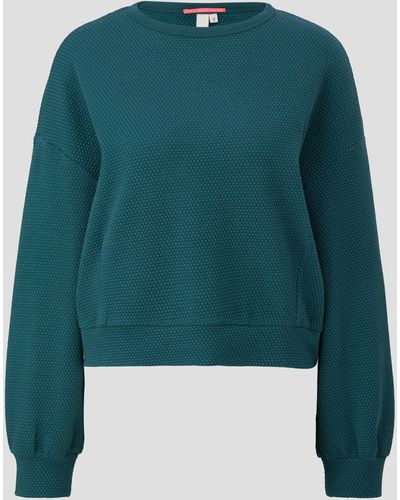 QS Sweatshirt im Boxy Cut mit Piquéstruktur - Grün