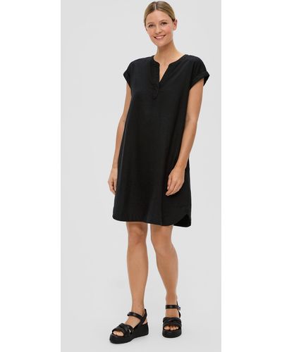 S.oliver Midi-Kleid mit Tunika-Ausschnitt - Schwarz