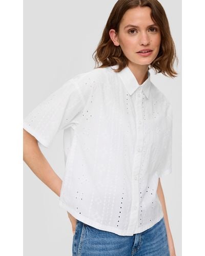 S.oliver Hemdbluse aus Baumwolle mit All-over-Stickerei - Weiß