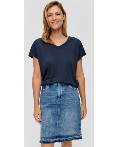 S.oliver T-Shirt mit Spitzendetails - Blau