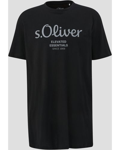S.oliver T-Shirt aus Baumwolle mit Logo-Print - Schwarz