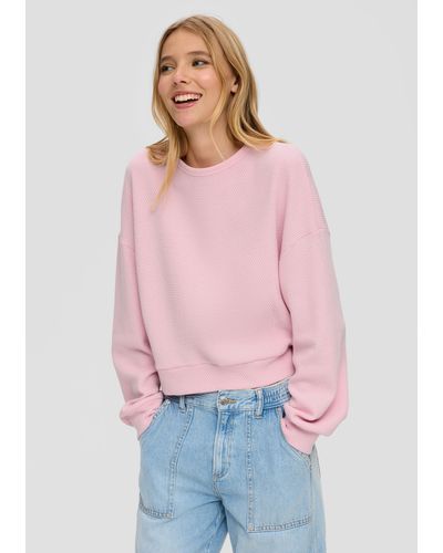 QS Sweatshirt im Boxy Cut mit Piquéstruktur - Pink