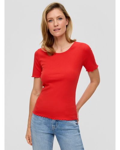 S.oliver T-Shirt im Slim-Fit aus Baumwollmix mit Rundhalsausschnitt - Rot