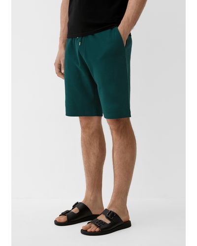 S.oliver Relaxed: Shorts mit Waffelpiqué-Struktur - Grün