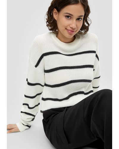 QS Leichter Sommerstrickpullover im Relaxed Fit - Grau
