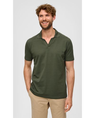S.oliver Poloshirt aus Baumwolle mit offenem Kragen - Grün