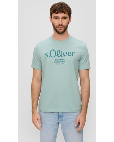 S.oliver T-Shirt aus Baumwolle mit Label-Print - Grün