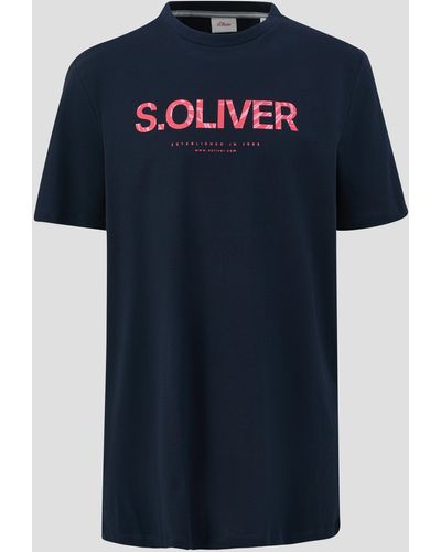 S.oliver T-Shirt aus Baumwolle mit Frontprint - Blau