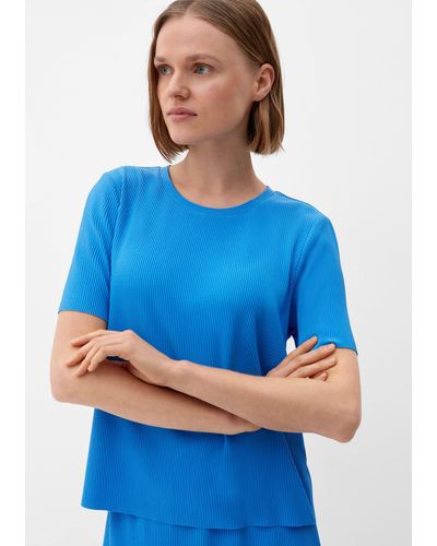 S.oliver T-Shirt mit Plisseefalten - Blau