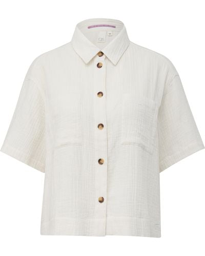 QS Oversized-Hemdbluse aus Musselin - Weiß