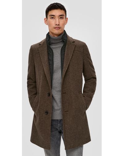 S.oliver Tweed-Mantel mit herausnehmbarem Insert - Braun