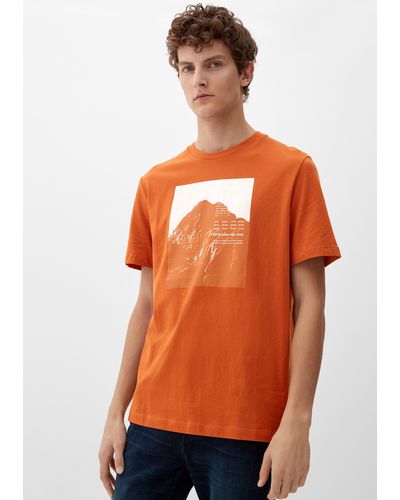 S.oliver T-Shirt aus Baumwoll-Viskose-Mix - Orange