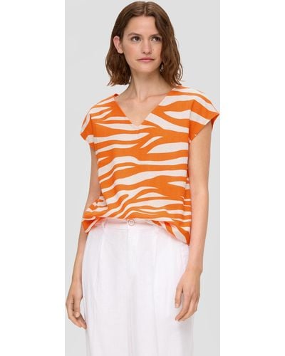 S.oliver T-Shirt mit Animal-Muster - Orange