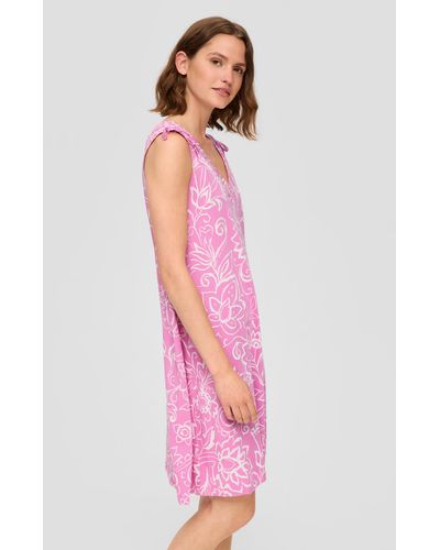 S.oliver Kleid mit V-Ausschnitt und Binde-Detail - Pink
