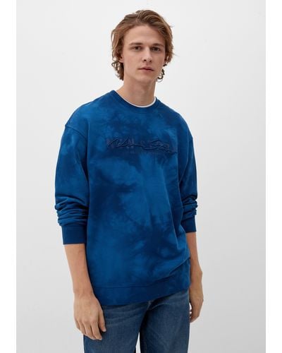 QS Sweatshirt in Batik-Optik - Blau