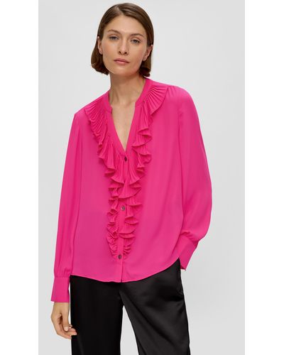 S.oliver Crêpe-Bluse mit plissierten Volants - Pink