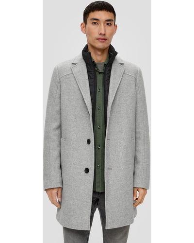 S.oliver Tweed-Mantel mit herausnehmbarem Insert - Grau