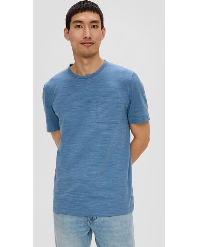 S.oliver T-Shirt mit Flammgarn-Struktur - Blau