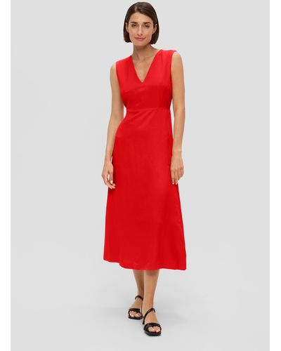 S.oliver Maxi-Kleid aus Leinenmix - Rot